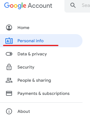 personal info google account